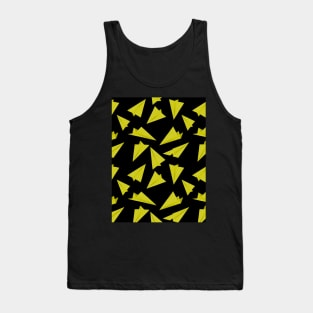 Paper Planes Pattern Yellow Black Tank Top